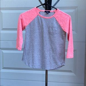 GapKids 3/4 Sleeve Gray T-Shirt With Pink Sleeves
